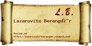 Lazarovits Berengár névjegykártya